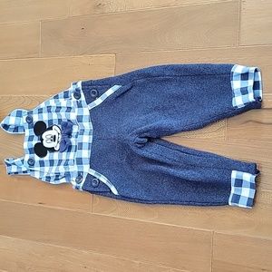Boys Disney Baby Micky Mouse Overalls Plaid with Knit Bottoms Blue‎ 3-6 month